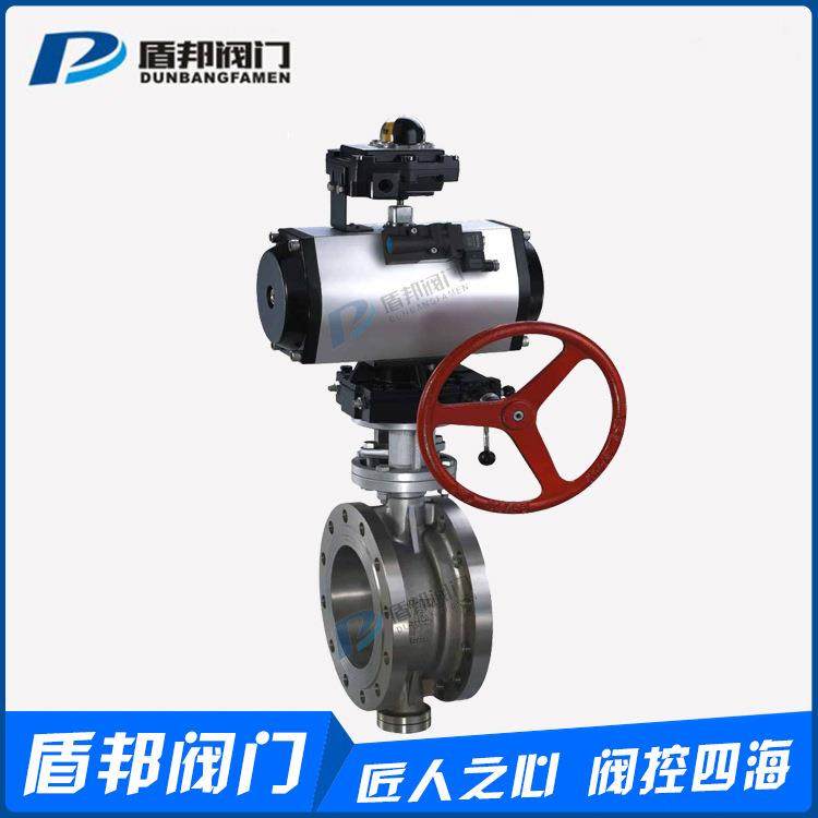D643H-16P气动蝶阀304法兰硬密封专业不锈钢带手轮厂家