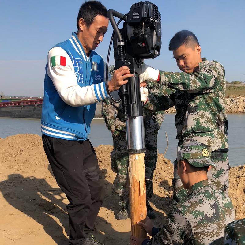 防汛打桩机高速公路护栏钢管木桩角铁植桩神器应急物资储备机