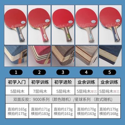 60 D银河乒乓球拍0540 B反胶01双B横2直拍 30B B0拍训练球/成品