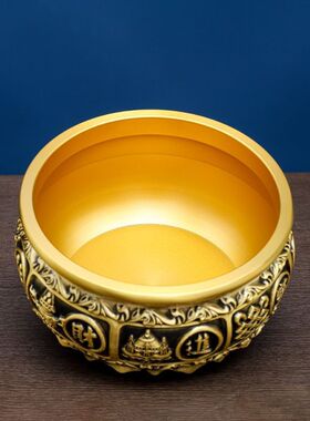 纯铜聚宝盆摆件招财铜水缸办公室摆件客厅工艺品聚