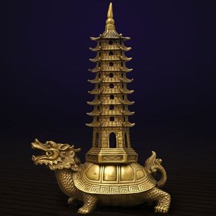 纯铜龙龟文昌塔摆件九层文昌塔书桌办公室家居工艺品摆件