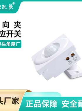 万向夹人体红外感应开关220V大功率led灯延时光控可调可旋转方向