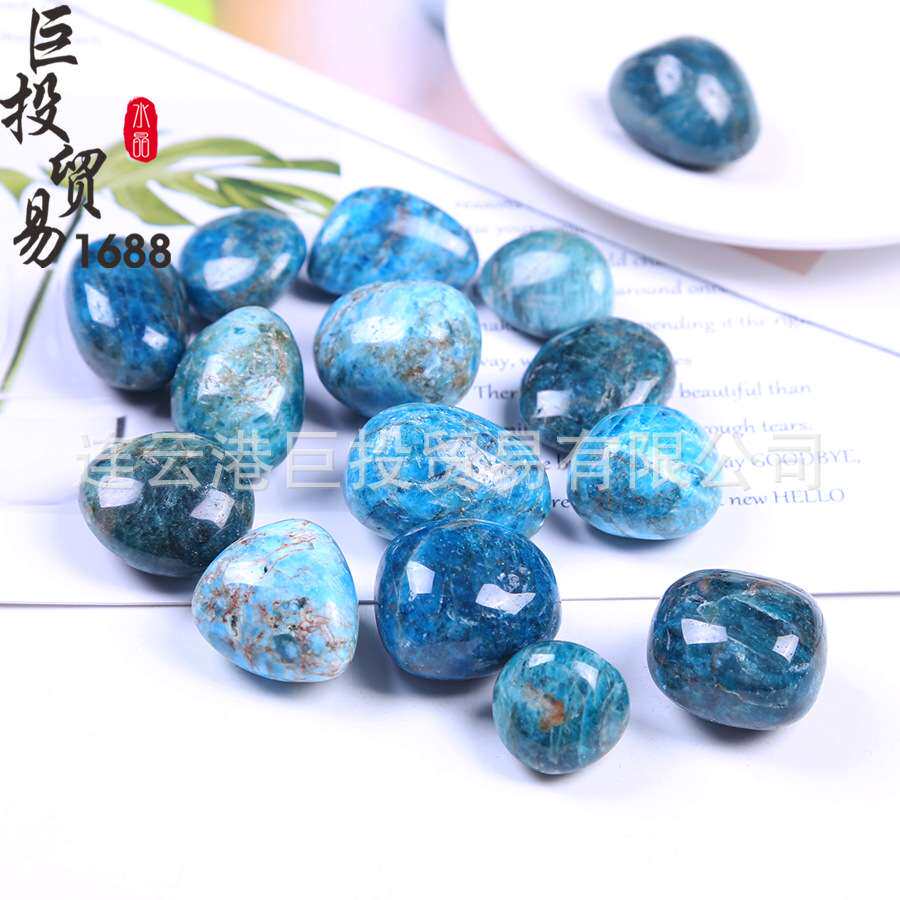 天然蓝磷灰石滚石摆件 Blue apatite tumble手把玩大颗粒碎石