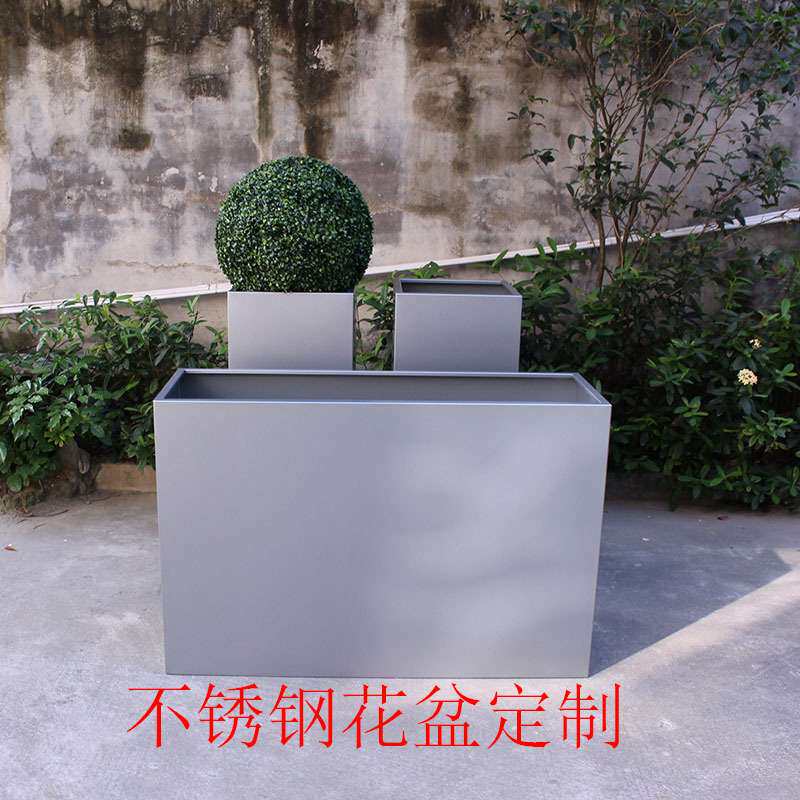 各种尺寸不锈钢商场广场户外店铺长方形拉丝花盆花槽方形花箱