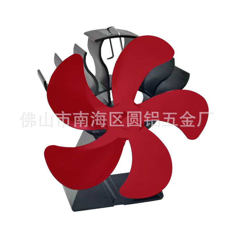 跨境货源大风力5叶壁炉风扇梯形座热电转换取暖扇静音自启动
