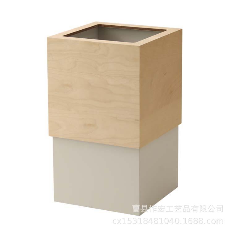 日式迷你酒店厨房小号创意带盖民宿办公室纸篓方形木质家用垃圾桶