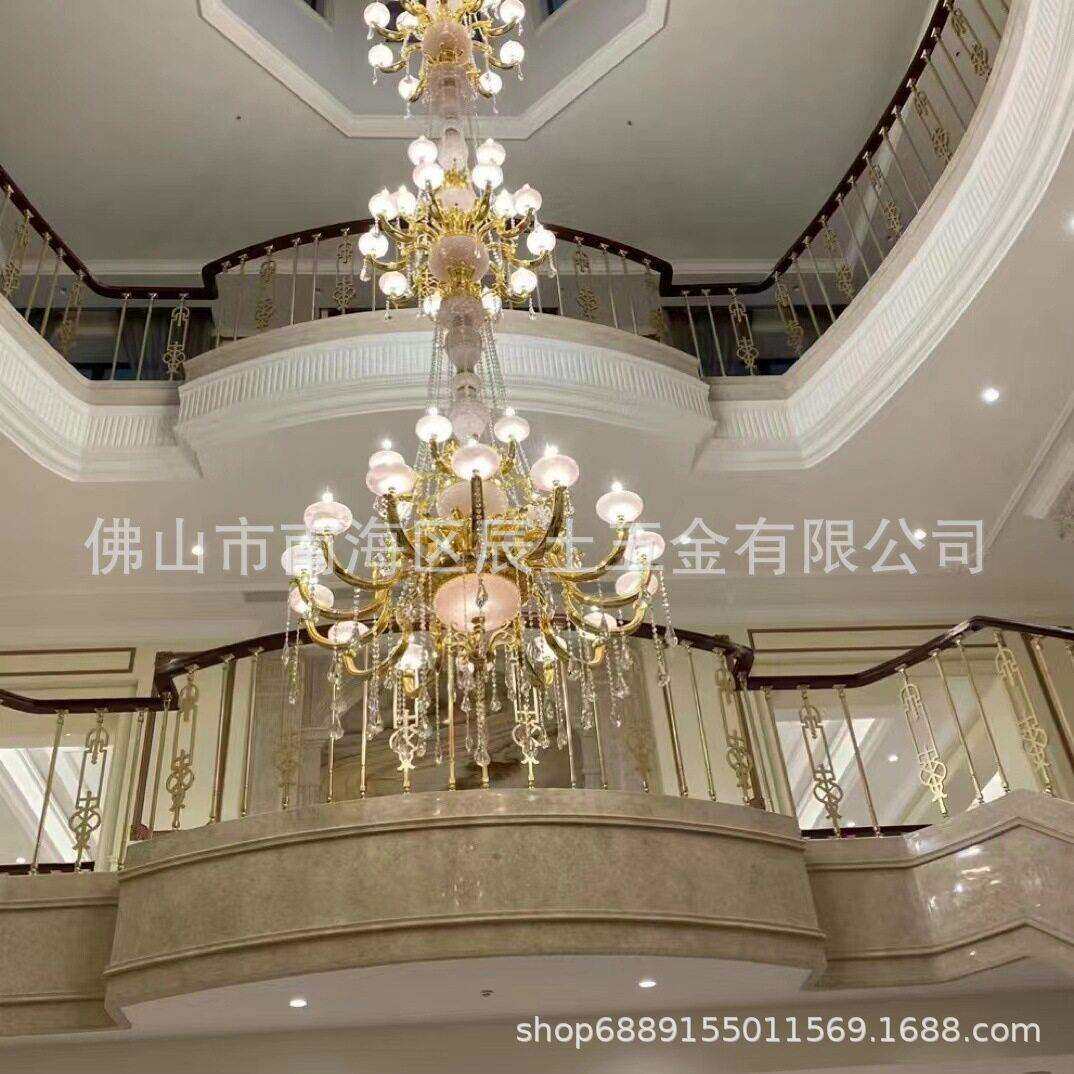 端欧式纯铜楼梯扶手业主喜欢的款式K金连体铜楼梯扶手