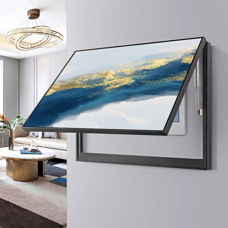 蓝色抽象电表箱装饰画弱电箱遮挡现代简约免打孔遮挡箱电闸箱挂画