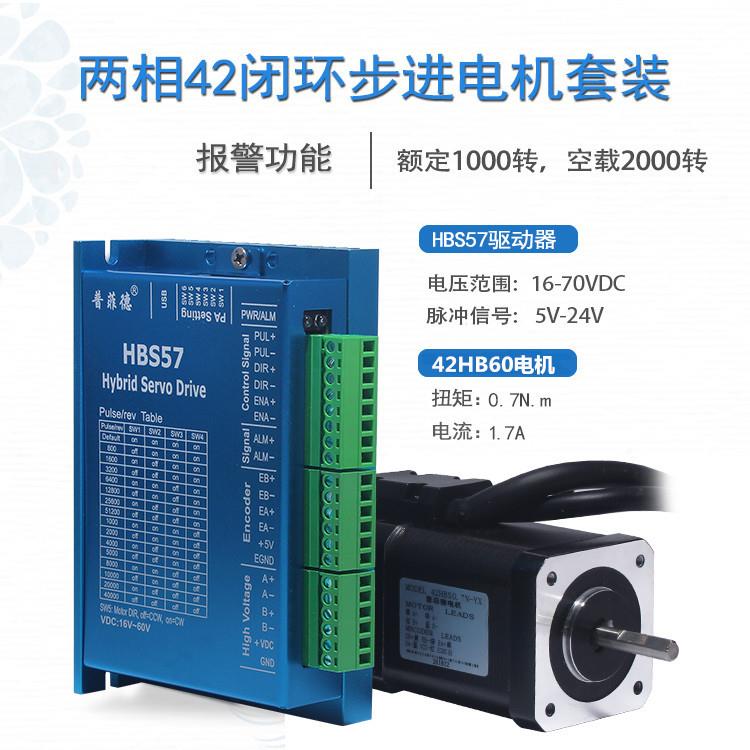 42高速闭环电机驱动器套装0.7N闭环伺服电机配驱动器HBS57不丢步