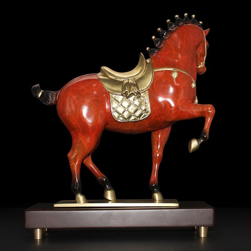 一件可发唐c马黄铜器摆件家居彩绘客厅电视柜玄关金属装饰工艺礼