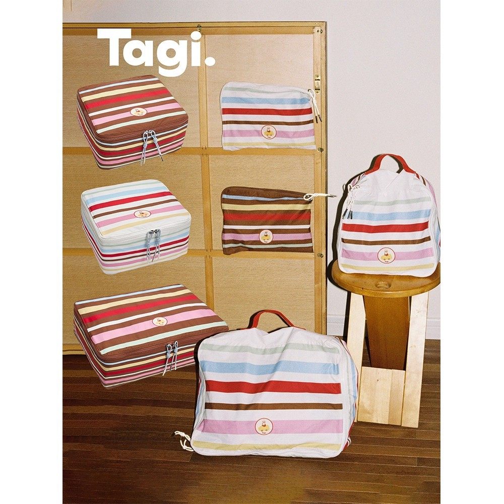 2025新款tagi爆米花小狗可爱便携条纹行李收纳旅行袋分装洗漱袋,收纳整理,吸尘器收纳架/盒/袋,淘宝优惠券,粉丝福利购,淘宝优惠卷