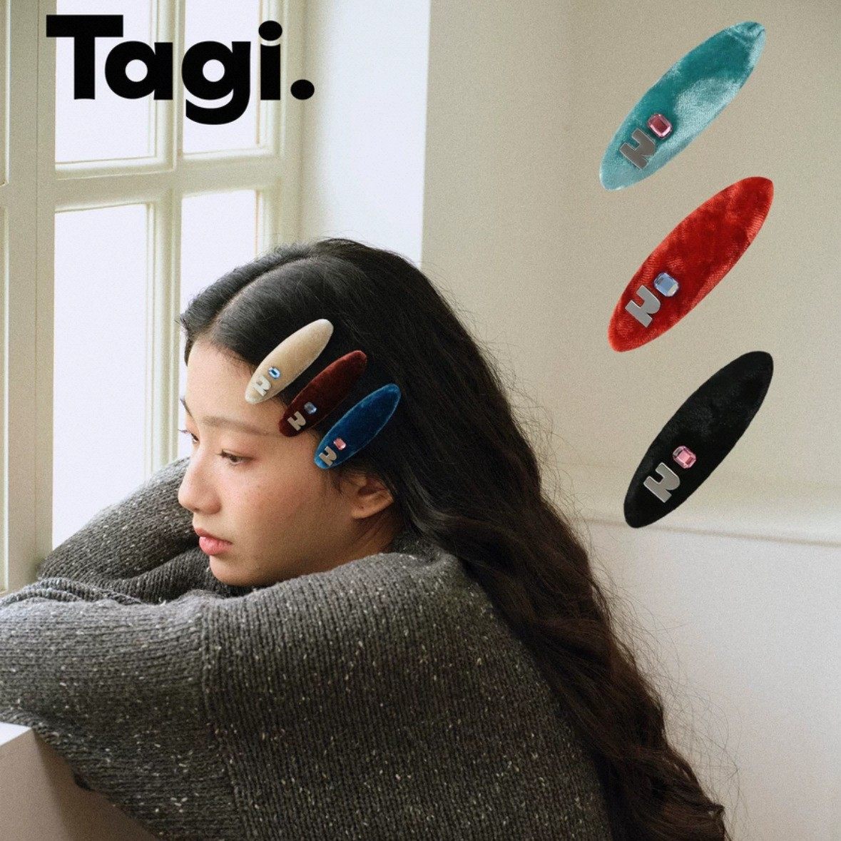 Tagi丝绒bb夹《i》想象秋冬彩色钻鼓鼓边夹复古真丝质感发夹头饰,饰品/流行首饰/时尚饰品新,民族风发饰,淘宝优惠券,粉丝福利购,淘宝优惠卷