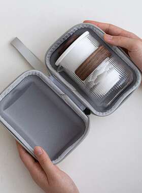 水墨江山旅行茶具便携式套装户外露营一壶六杯玻璃泡茶壶