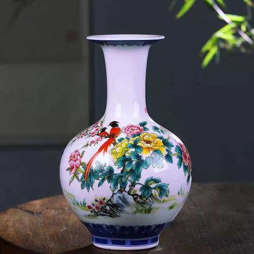 景德镇陶瓷花瓶仿古青花瓷插花器新中式家居玄关电视柜博古架摆件