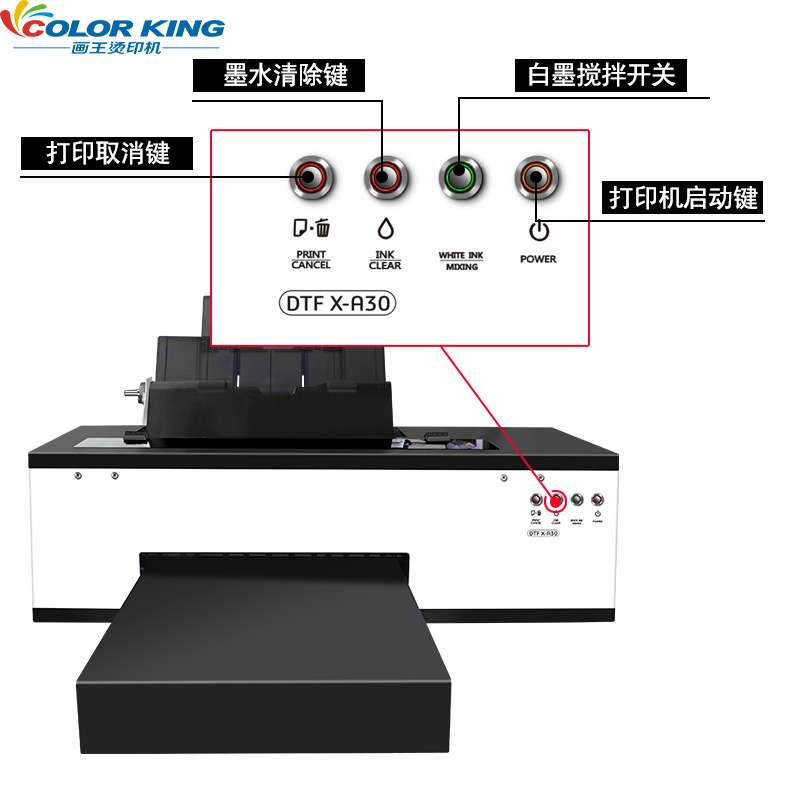DTF printer白墨抖粉机热升华T恤印花烫画深色柯式白墨打印机