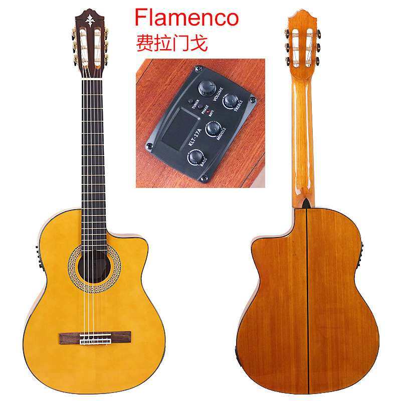 39寸6弦费拉门戈黄色云杉夹板柏木背侧亮光古典吉他,玩具/童车/益智/积木/模型,遥控车升级件/零配件,淘宝优惠券,粉丝福利购,淘宝优惠卷