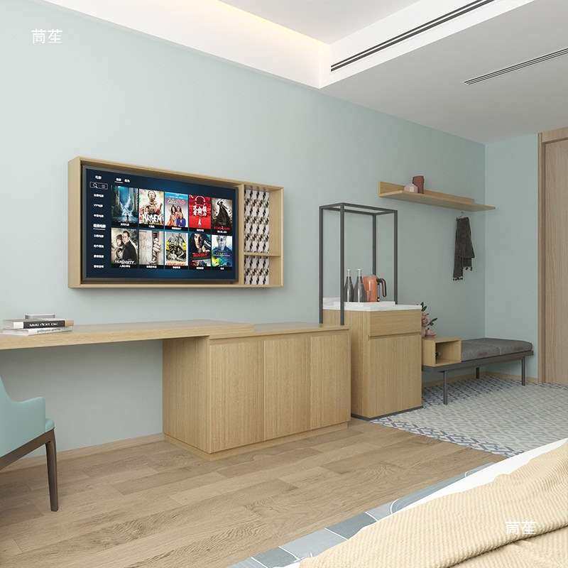 酒店宾馆公寓电视柜快捷连体客房民宿家具电脑桌行李柜架组合