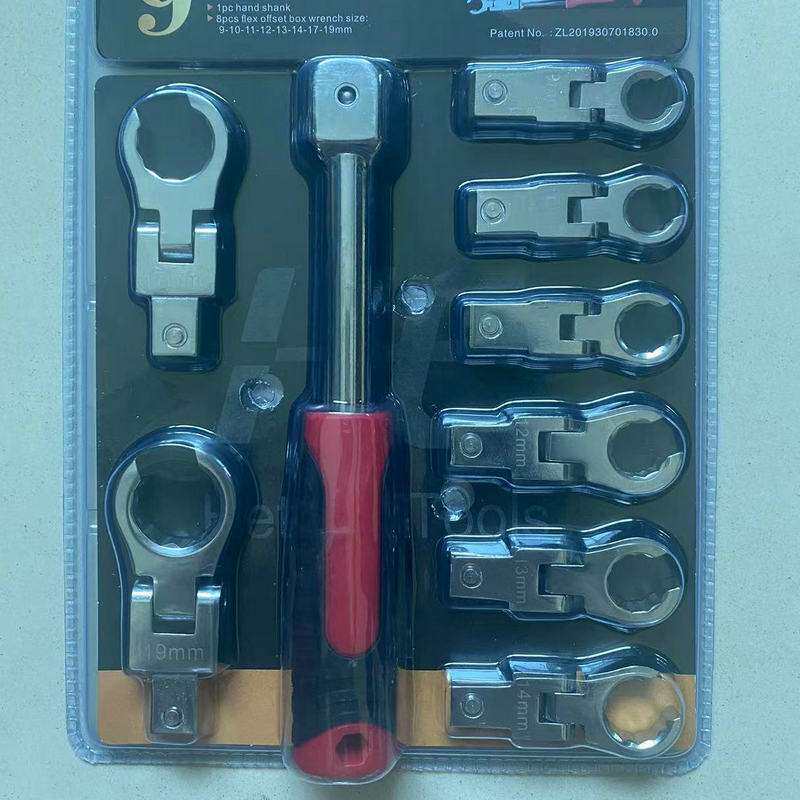 厂家供应单头脱卸式油管扳手家用汽修工具套装9件套开口扳手