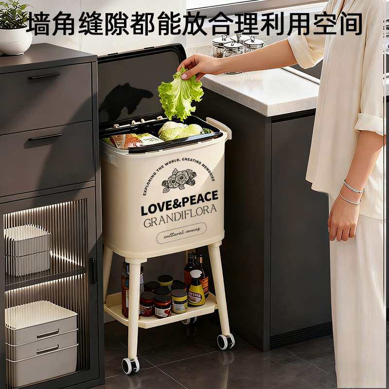 厨房垃圾桶家用双桶免弯腰新款高款大号加大容量厨余专用干湿分离