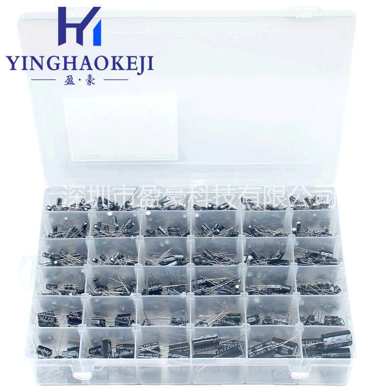 960PCS 36种容值(0.1uf-2200uf)1000uf 25V/35V插件铝电解电容器