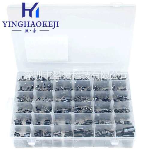 960PCS 36种容值(0.1uf-2200uf)1000uf 25V/35V插件铝电解电容器