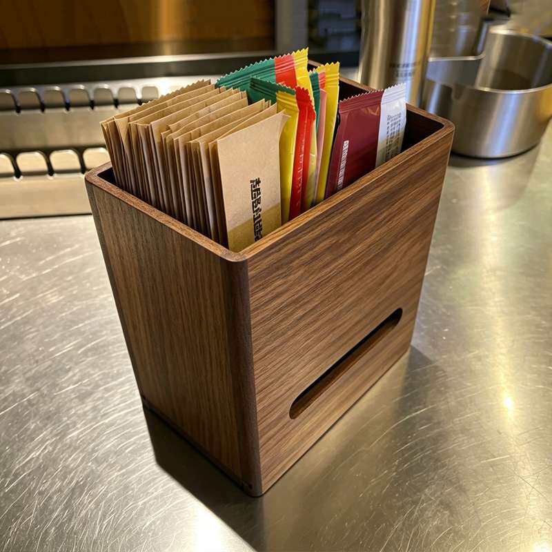 北美黑胡桃木纸巾盒家用多功能桌面收纳盒高端酒店餐饮抽纸盒实木