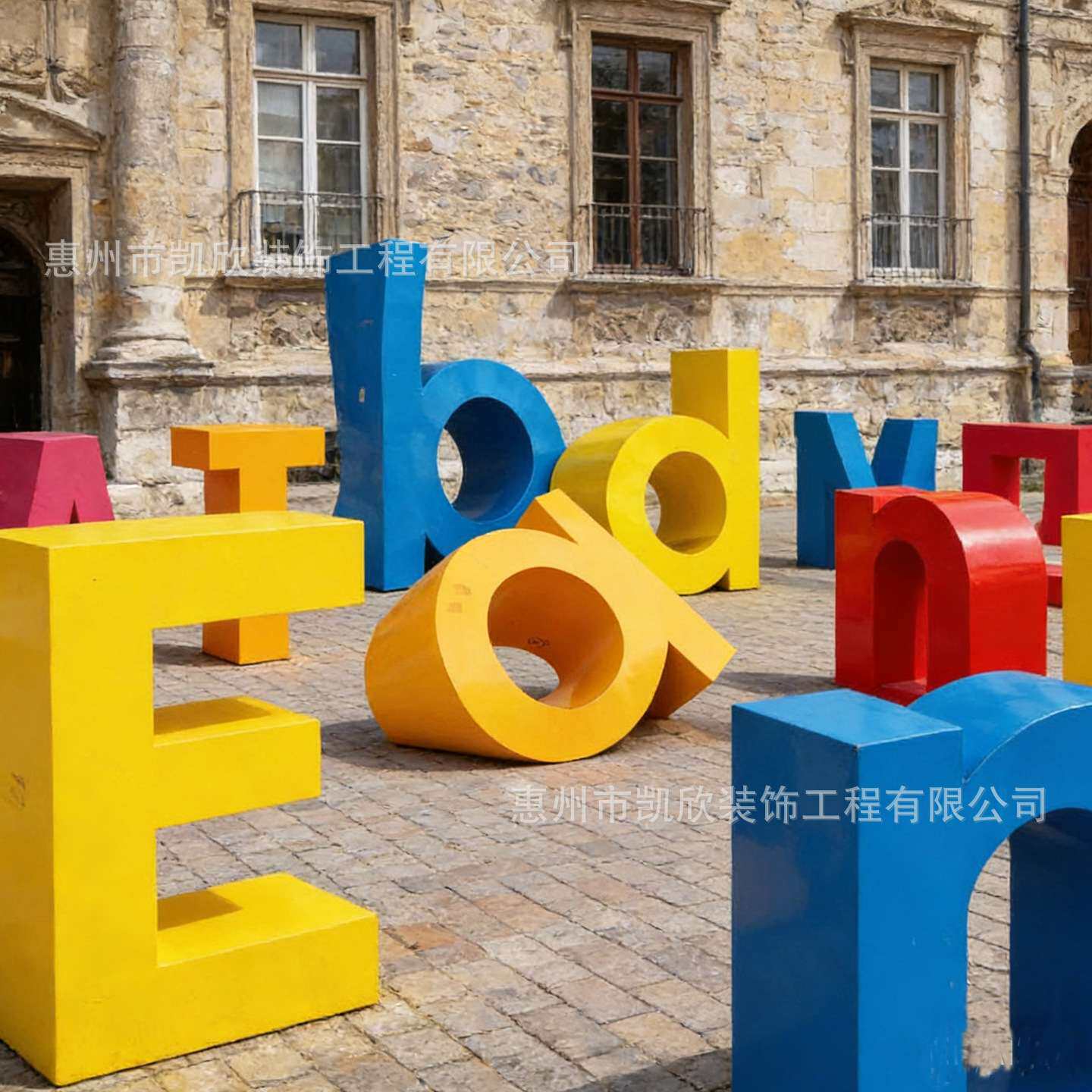 大型玻璃钢字母雕塑商业美陈公司logo双面立体字落地摆件英文字母