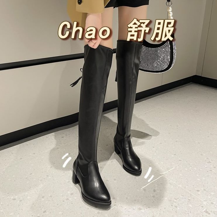长靴女过膝靴系带年秋冬后显瘦粗时装靴
