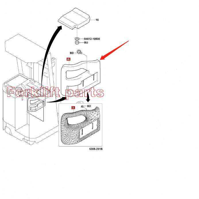 丰田前移式电动叉车37座椅BR9F713-靠垫10-7TOYOTA05靠背101030-