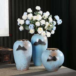 景德镇源头厂家直供陶瓷花瓶山水意境花盆酒店插花摄影造景专用瓶