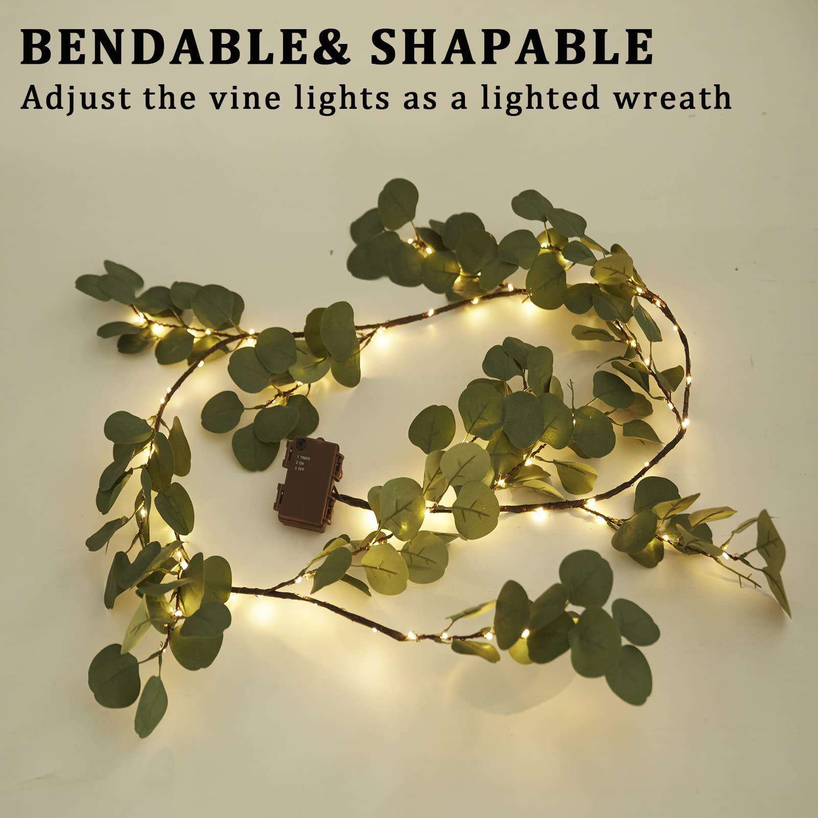 仿真橄榄叶白桦树新年装饰灯尤加利叶铜丝藤条灯节日氛围圣诞树灯