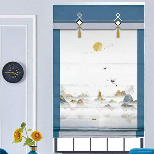 现代简约韩式客厅书房厨房遮光帘扇形罗马帘 窗帘成品卷帘