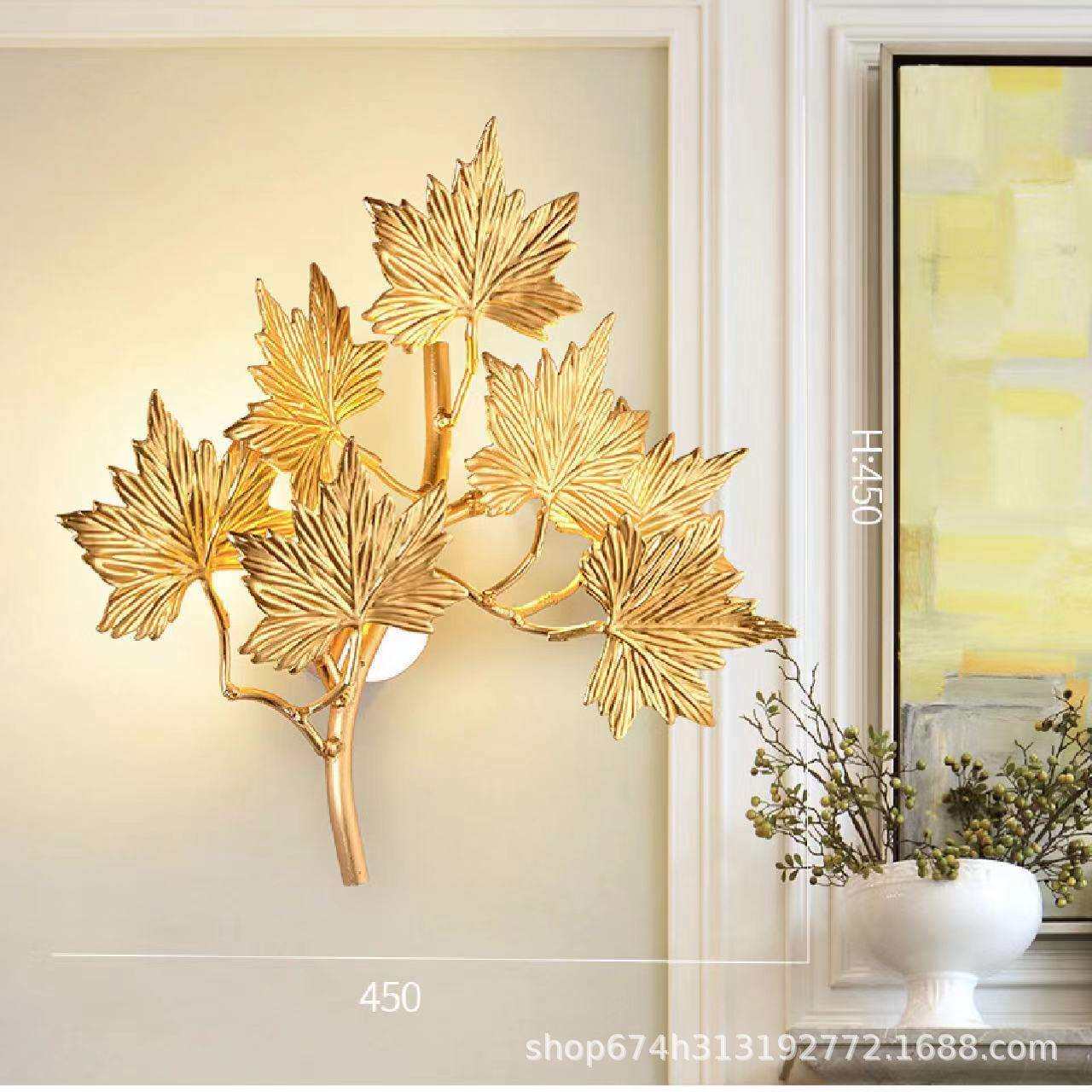 轻奢餐厅壁灯现代田园简约个性创意枫叶时尚造型家居客厅卧室灯具