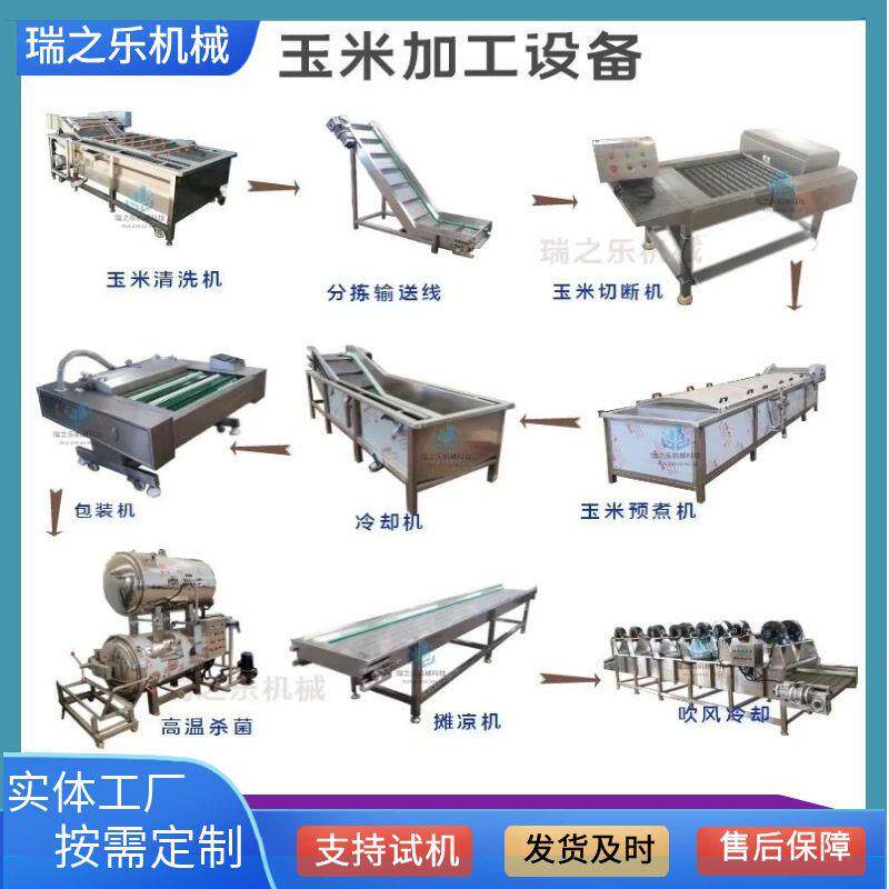 新鲜糯玉米棒清洗机粘黏黄玉米预煮流水线即食东北糯玉米配套设备