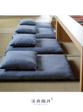 静定之美【棉麻】泛舟指月灰色棉麻静坐垫 禅修木棉垫 传统禅堂