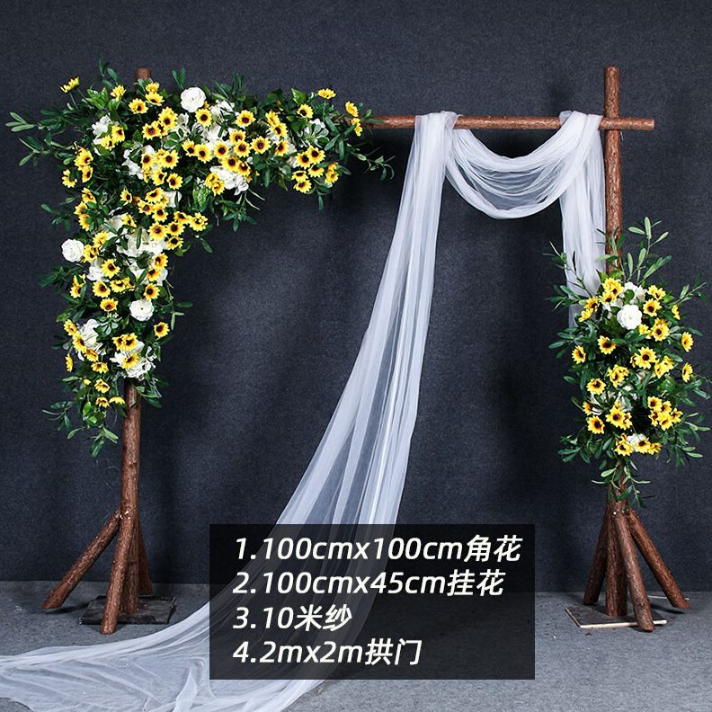 木桩婚庆道具拱门花艺草坪婚礼装饰花摆件架橱窗教森系背景堂户外