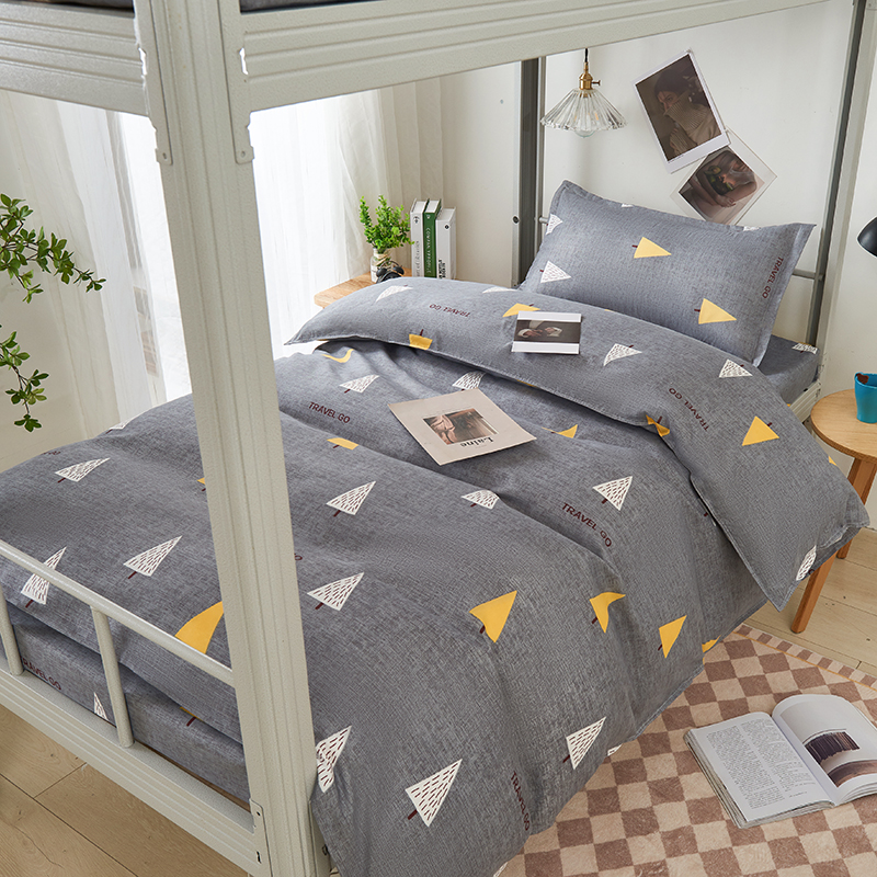 加厚斜纹磨毛床单被套简约三F件套单人床上用品宿舍套件