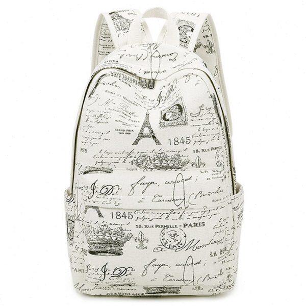 韩版塔铁大容量学院风沫茵休双肩包女帆布 埃菲尔中学生书包