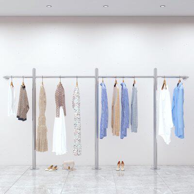 童装上落地式壁挂式女装店挂衣杆北欧衣服货架时尚展示架墙服装店