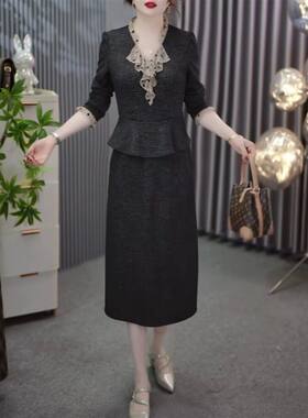 优雅洋气假两件连衣裙女2026秋季新款女士显瘦时尚减龄通勤中长裙