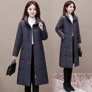 通勤简约风翻领棉服女2026年冬季修身显瘦减龄遮肉中长款保暖外套
