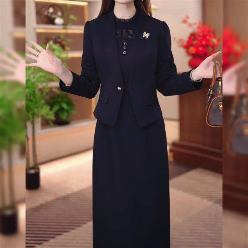 2026新款秋季时尚套裙外套+裙子遮肚显瘦遮肉减龄妈妈装