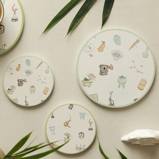 咖啡杯莲花国风吸水杯垫垫蓝软木茶杯垫小物陶瓷隔热防烫底办公室