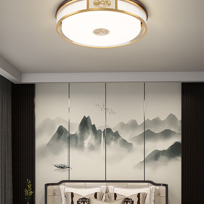 新中式铜合金+木吸顶灯客厅灯卧室F灯书房走廊阳台简约新款生辉