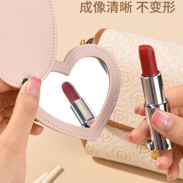 携带logo小镜子爱精致迷你定旋转随身镜女生可随身可皮革心化妆镜