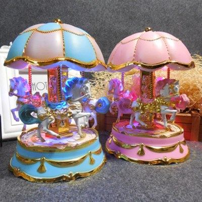 发条旋转木马音乐盒八音盒带灯光送女生儿童创意生日礼物节日礼品,家居饰品,音乐盒,淘宝优惠券,粉丝福利购,淘宝优惠卷