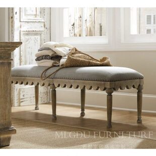 凳凳凳 店试鞋 田园 条凳长卧室床尾凳软鞋 床尾凳沙发凳脚踏美式