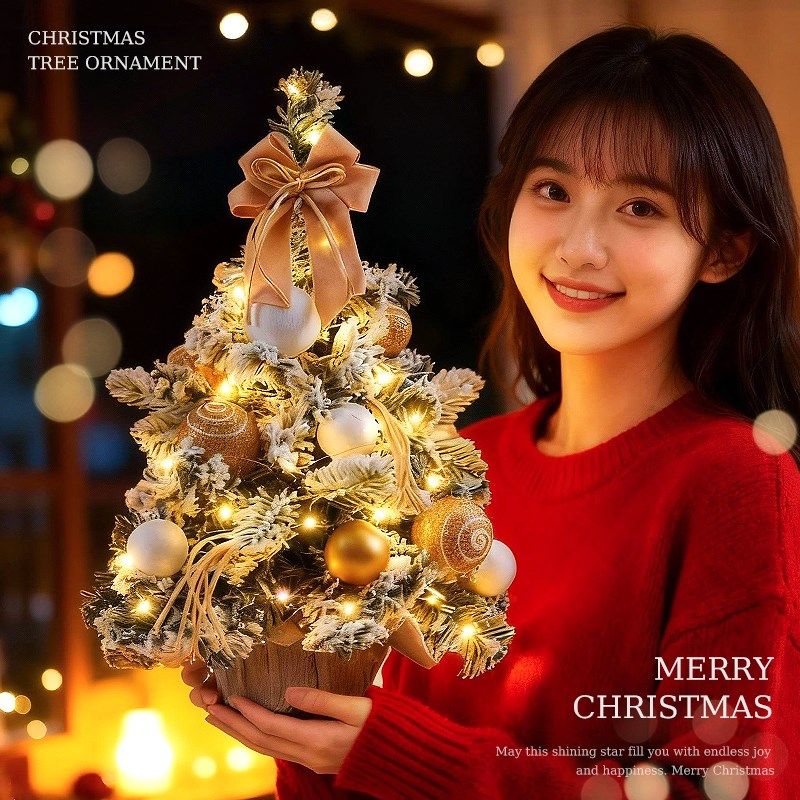 迷你圣诞树桌面摆件2025新款拍摄道具场景布置装饰品桌Z摆客厅小