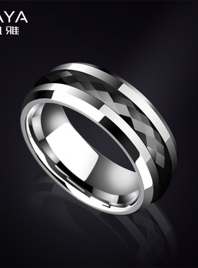 飒雅男士戒指钨钢可转动高级感转运单身指环黑钨金V潮男款旋转男