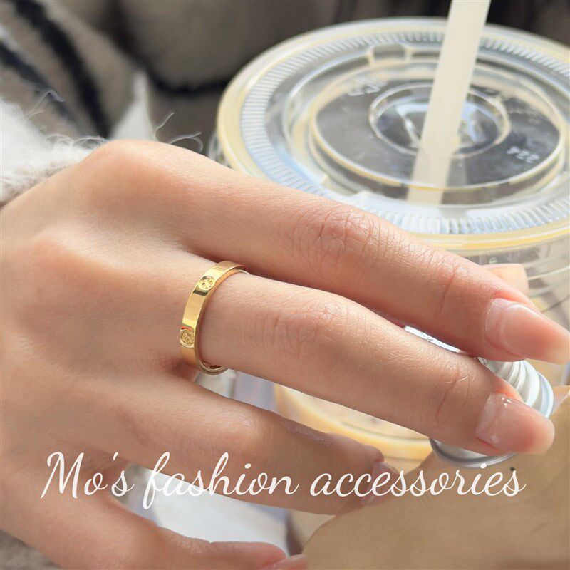 不掉色轻奢高级感米字戒指简约大气百M搭素圈戒指A401